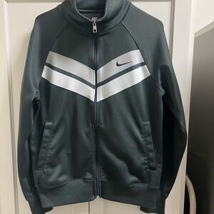 Nike Black and Gray Bomber Jacket with Chevron Design